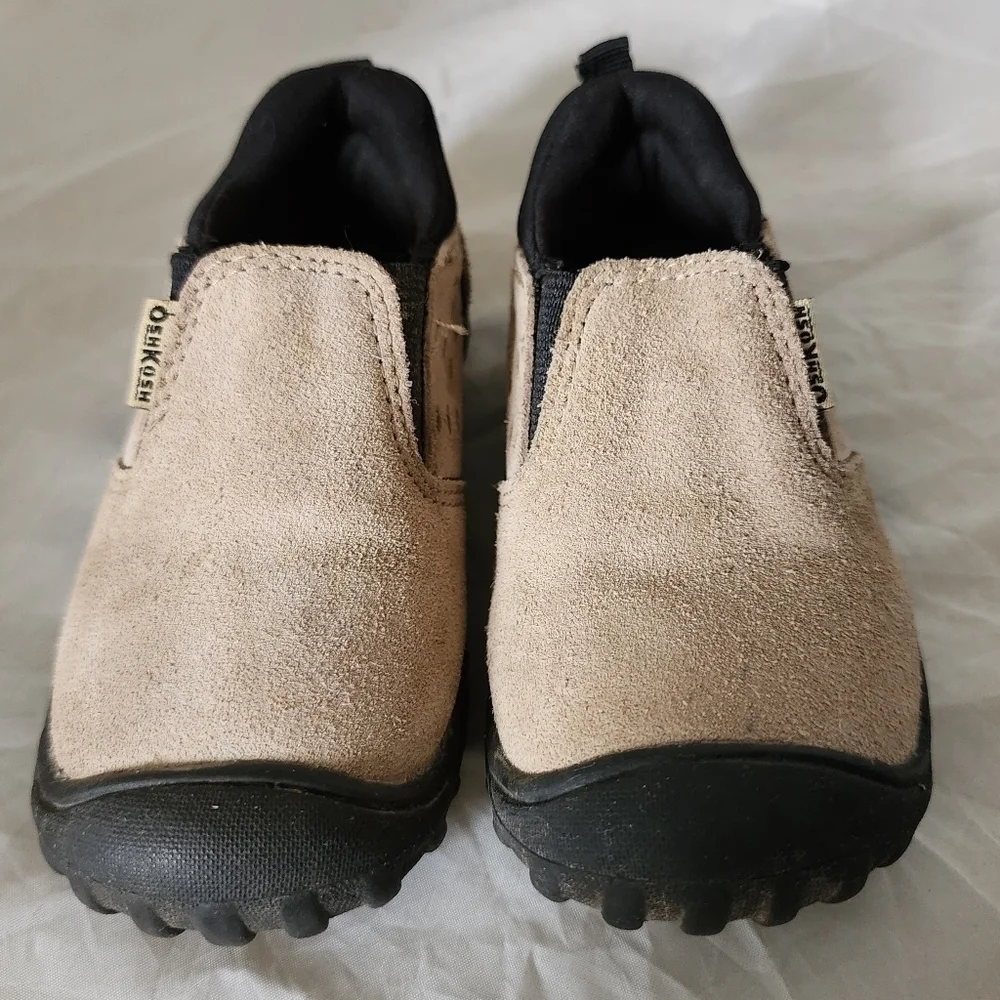 Osk Kosh B'gosh Samuel Infant Size 5 M Tan Leather Slip On Baby Toddler Shoe EUC